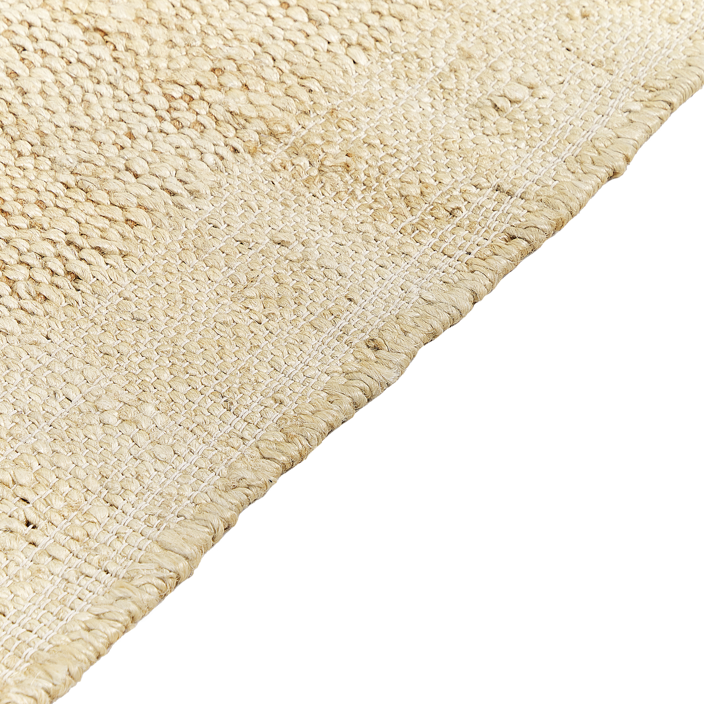 Beige Jute Area Rug 80 x 150cm Handwoven Tassels Geometric Boho Style