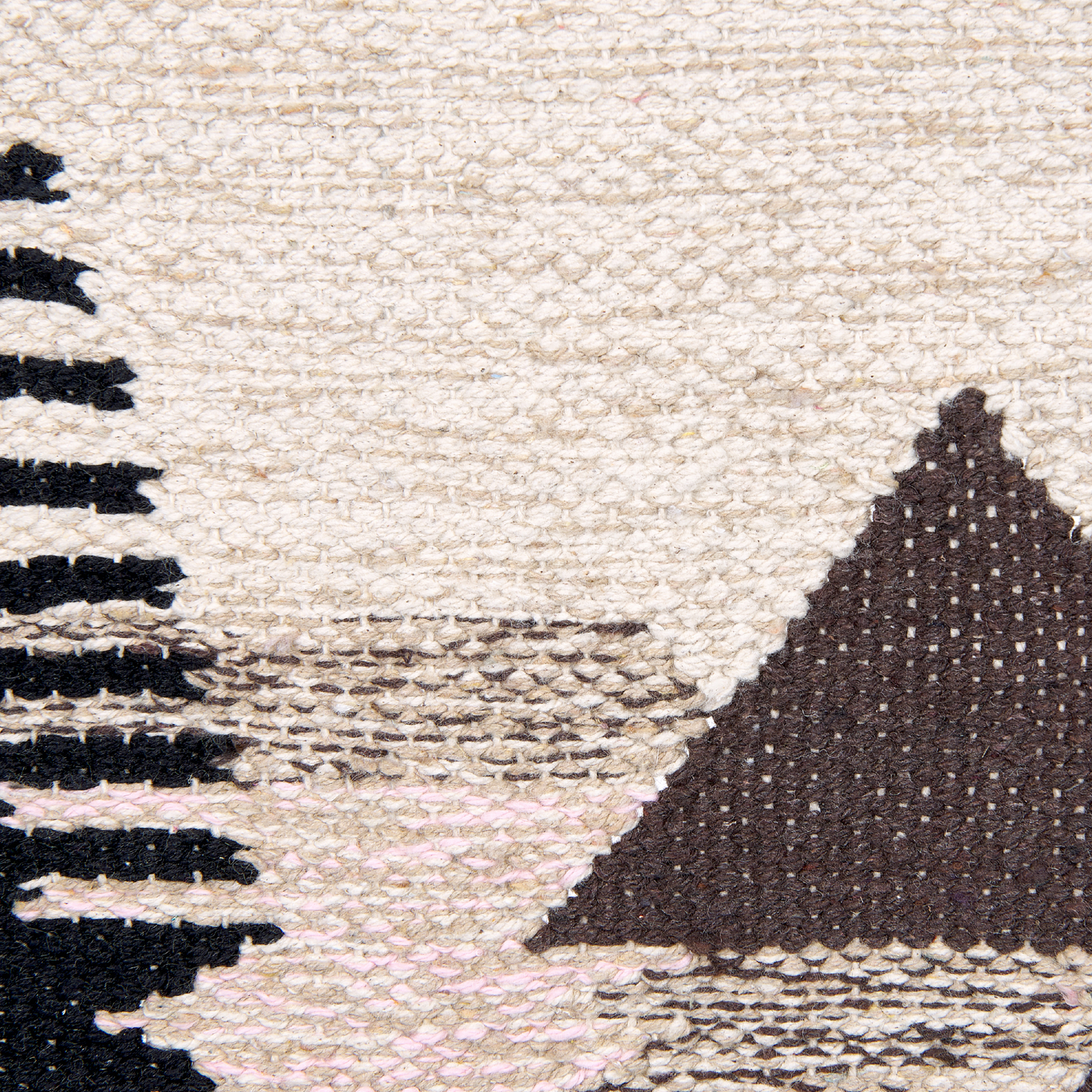 Handwoven Beige Black Wall Hanging Boho Landscape Tassels