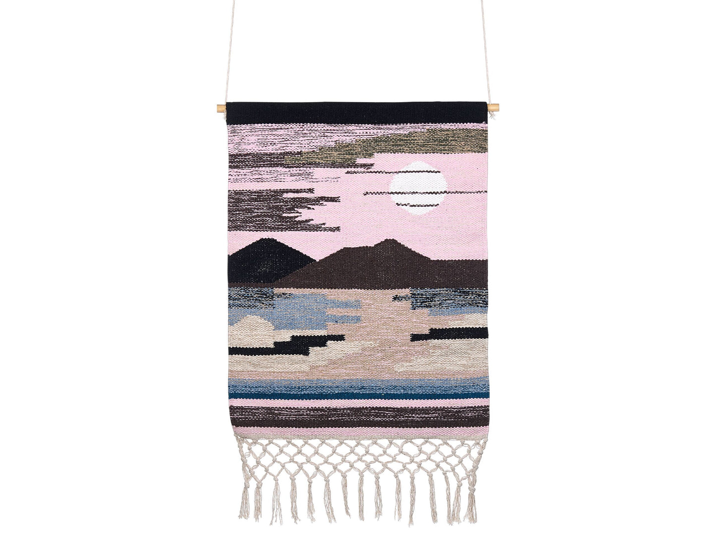 Handwoven Mountain Motif Tassels Wall Hanging Cotton