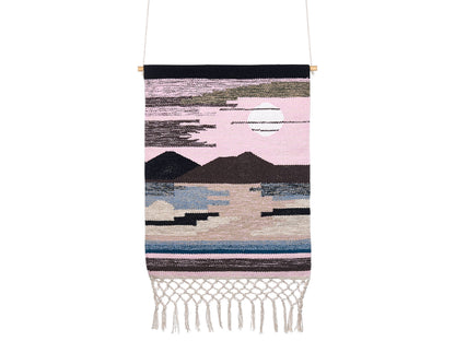Handwoven Mountain Motif Tassels Wall Hanging Cotton