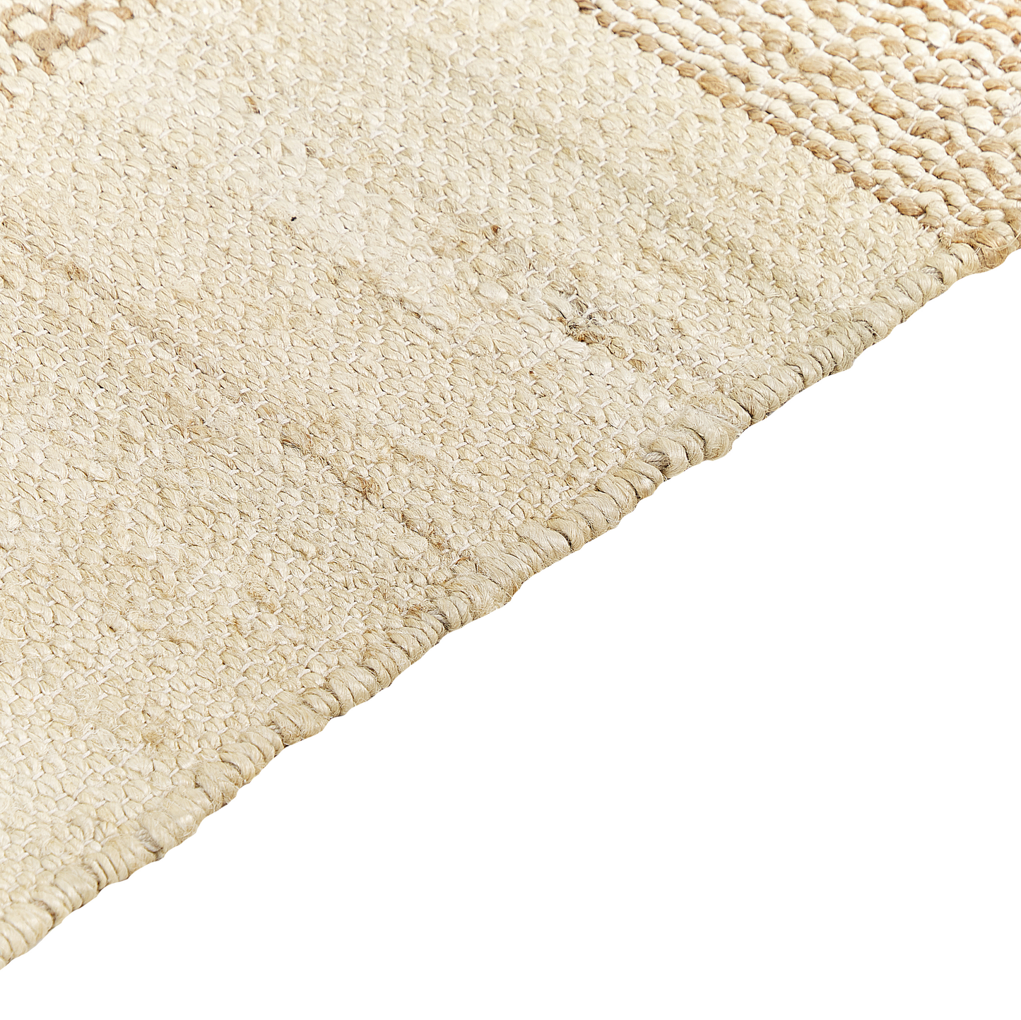 Beige Jute Area Rug 140 x 200 Tassels Geometric Handwoven Boho
