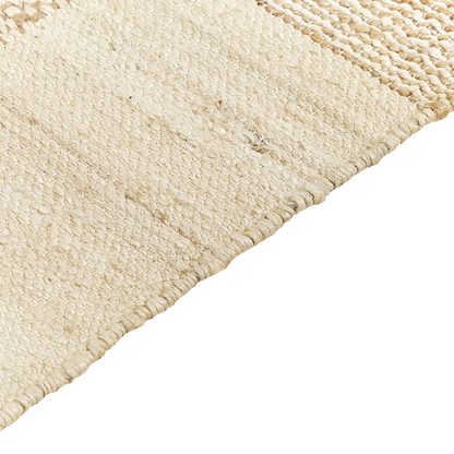 Beige Jute Area Rug 140 x 200 Tassels Geometric Handwoven Boho