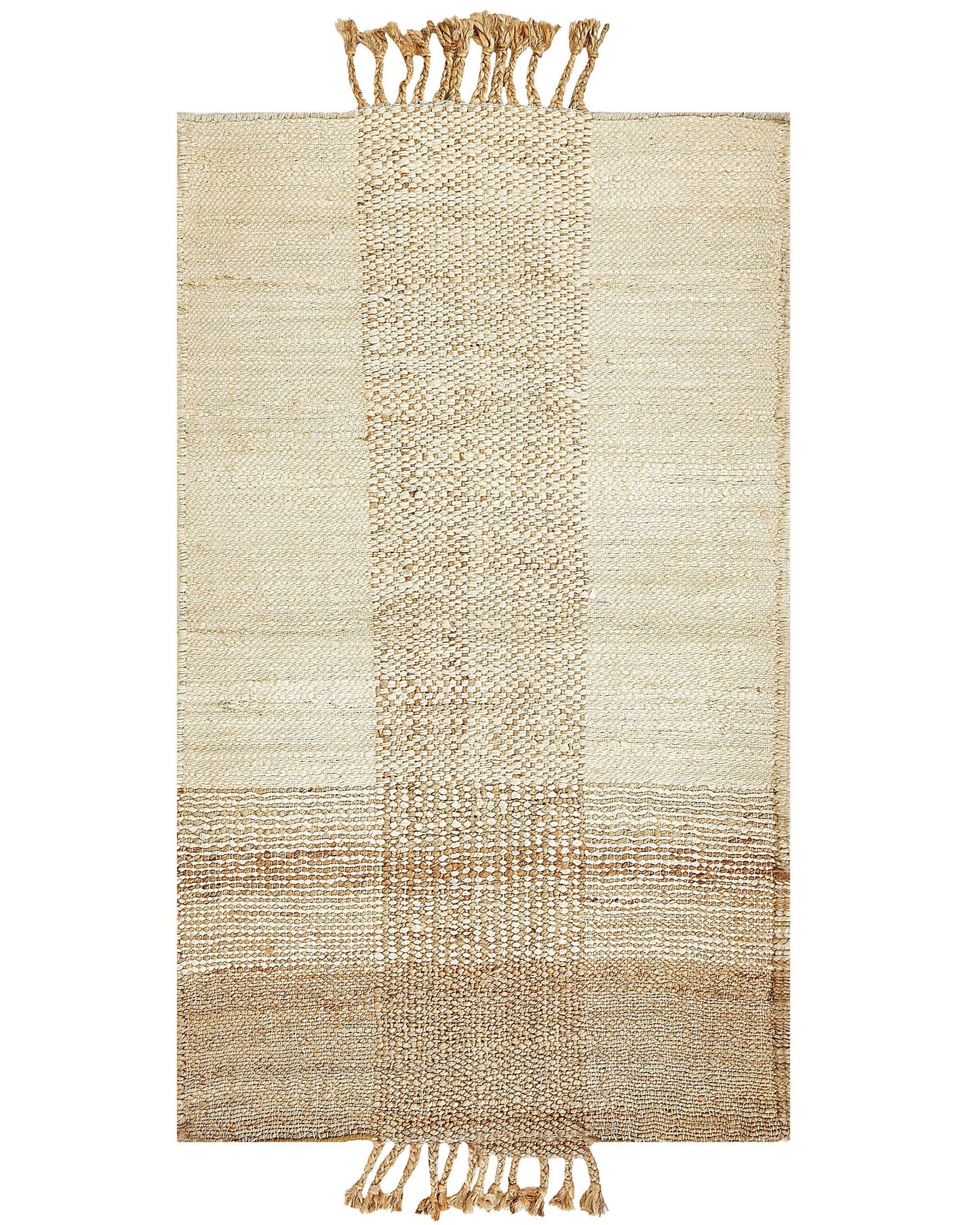 Beige Jute Area Rug Handwoven Rectangular 80 x 150cm Tassels