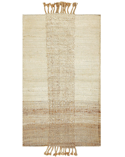 Beige Jute Area Rug Handwoven Rectangular 80 x 150cm Tassels