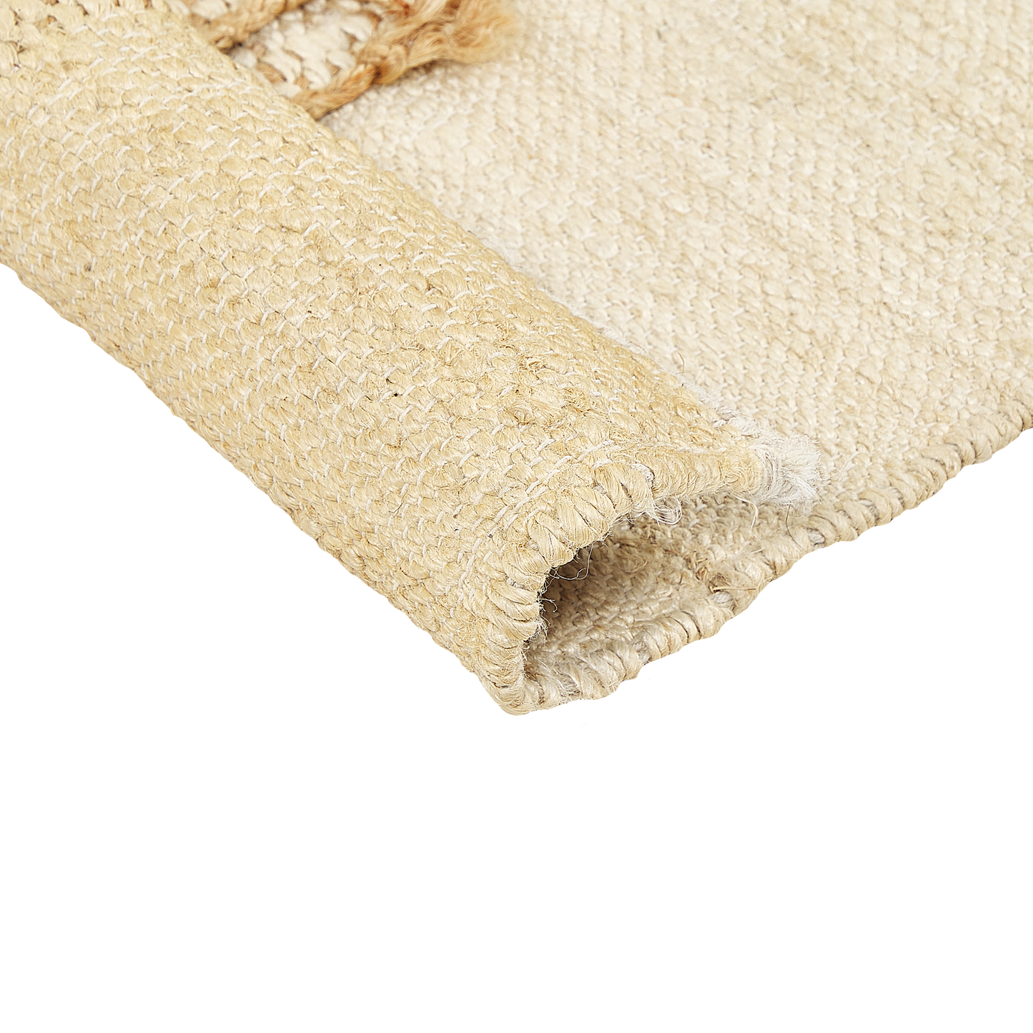 Beige Jute Area Rug Handwoven Rectangular 80 x 150cm Tassels