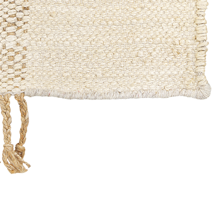 Beige Jute Area Rug Handwoven Rectangular 80 x 150cm Tassels