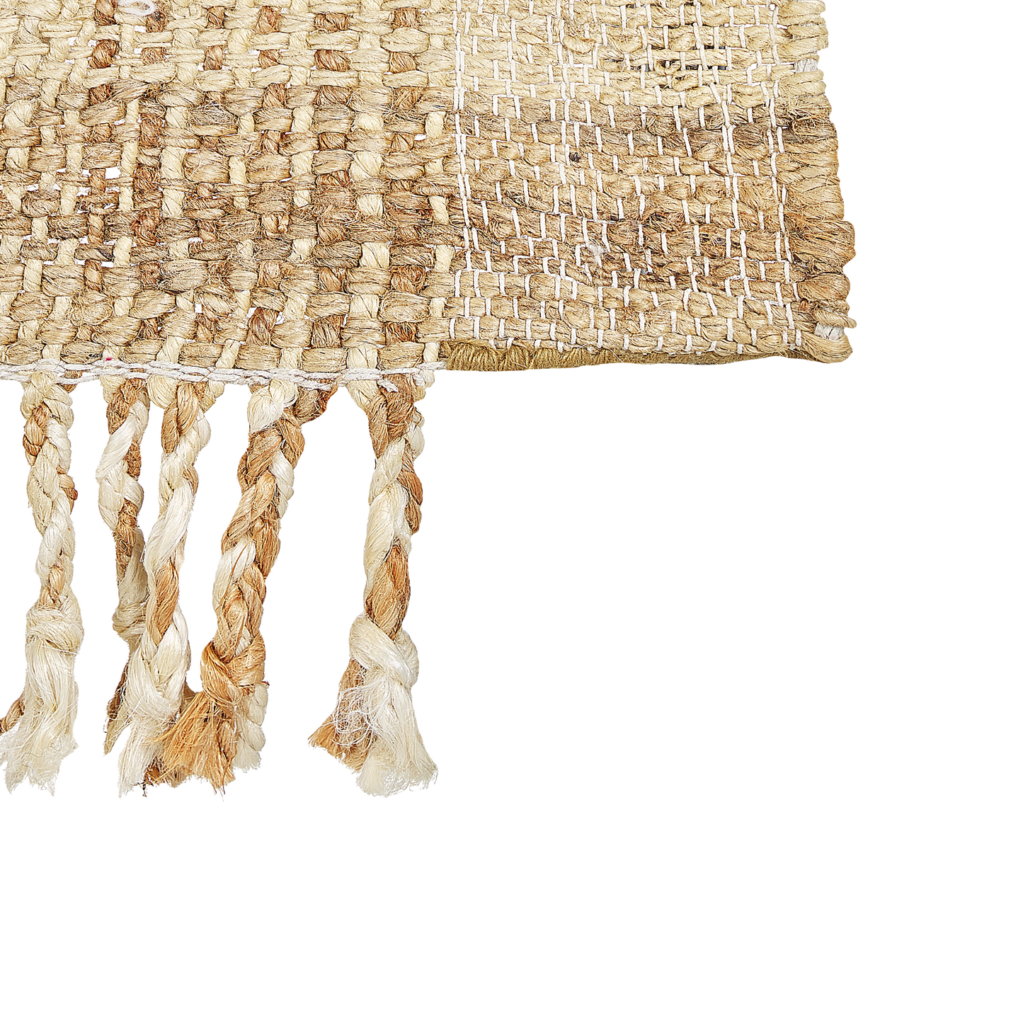 Jute Area Rug Beige 140 x 200 Tassels Geometric