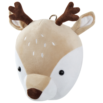 Plush Deer Head Wall Decor Beige Cotton For Kids Room Cute Animal Wall Accent