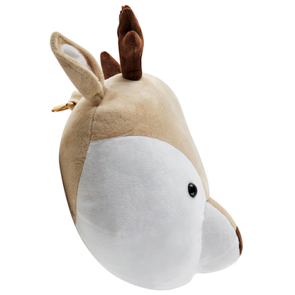 Plush Deer Head Wall Decor Beige Cotton For Kids Room Cute Animal Wall Accent