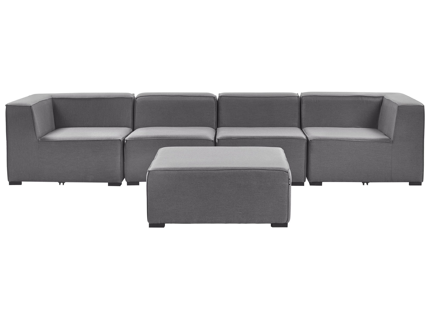 Garden Sofa Set 4 Seater with Ottoman Grey Fabric