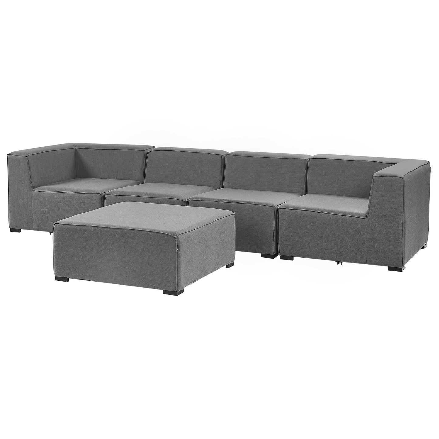 Garden Sofa Set 4 Seater with Ottoman Grey Fabric