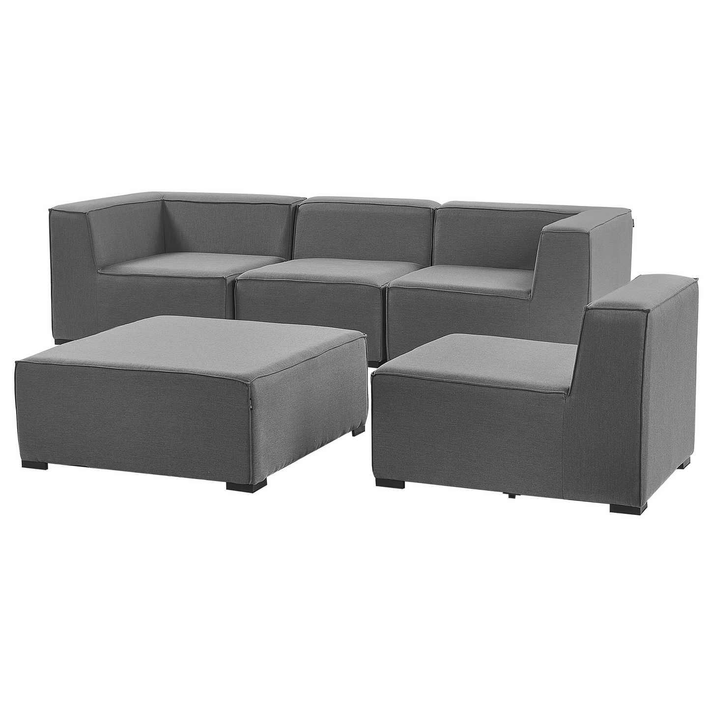 Garden Sofa Set 4 Seater with Ottoman Grey Fabric