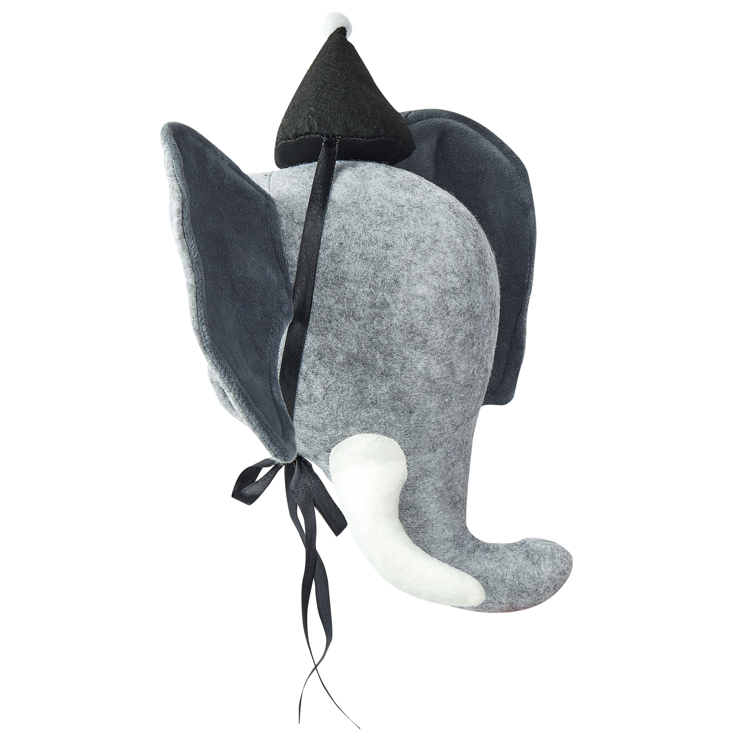 Plush Co Elephant Head Wall Decor Grey Cotton Plush With Soft Ears And Hat Built In Hook For Kids Room