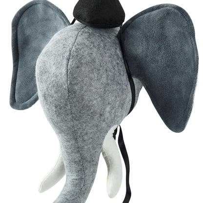 Plush Co Elephant Head Wall Decor Grey Cotton Plush With Soft Ears And Hat Built In Hook For Kids Room
