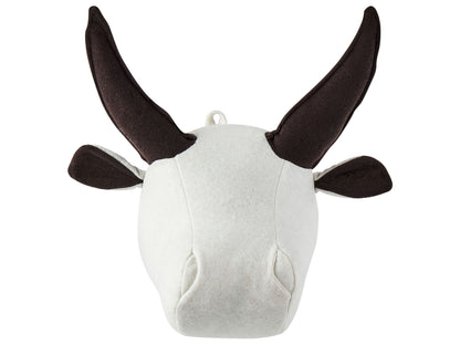 Plush White Cotton Bull Head Wall Decor For Kids Room