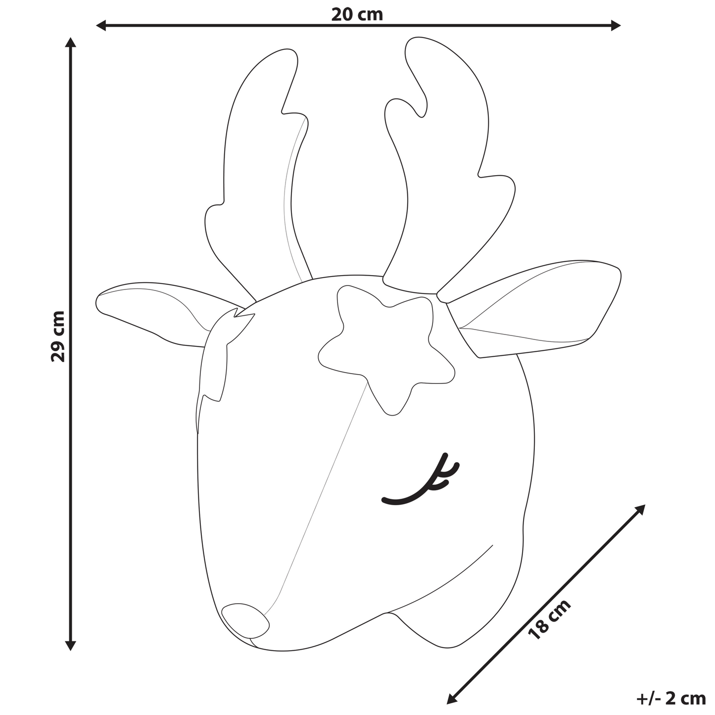 Roe Deer Plush Head Wall Decor White Cotton With Sequined Horns And Golden Nose