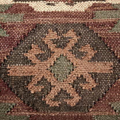 Pouffe Multicolour Jute Wool Geometric Footstool 50 x 50cm
