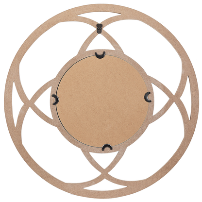 NordicAura Round Wall Mirror 60 cm Light Brown Wood Veneer Handmade