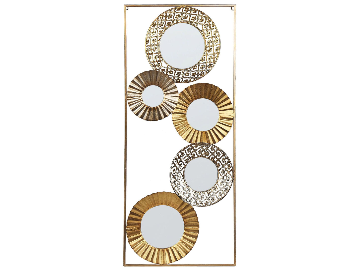 Home Five Mirror Wall Art Gold Metal Frame 39 x 90cm Handmade