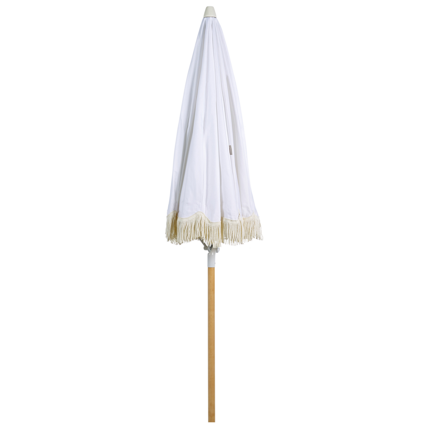 Parasol White Fabric Beech Wood 150cm Round Tilt