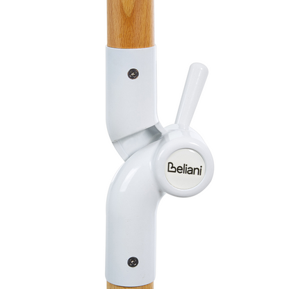 Parasol White Fabric Beech Wood 150cm Round Tilt