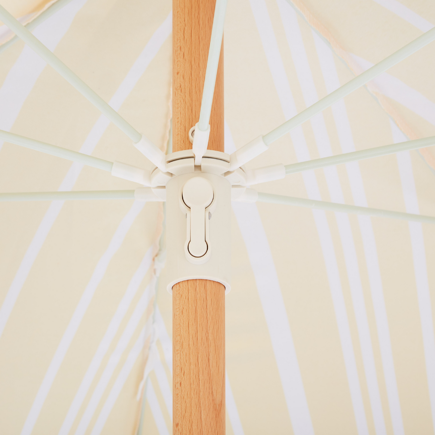 Garden Parasol Beech Wood 150cm Round Tilt Umbrella Yellow and White UV Resistant