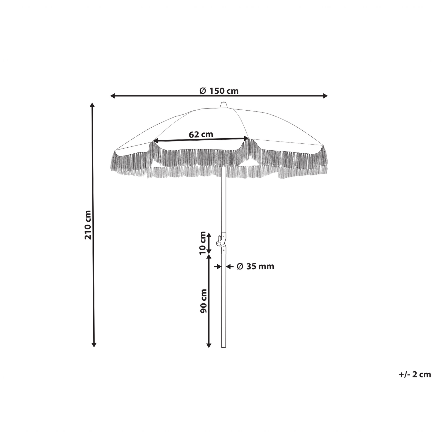Garden Parasol Beech Wood 150cm Round Tilt Umbrella Yellow and White UV Resistant