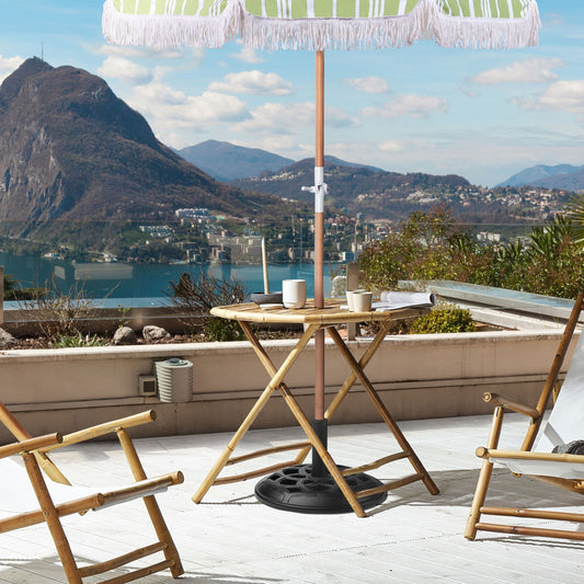 Beech Wood Garden Parasol Green White 150cm Tilting Round