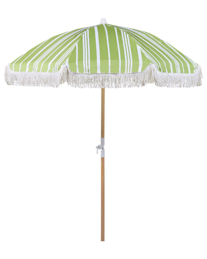 Beech Wood Garden Parasol Green White 150cm Tilting Round