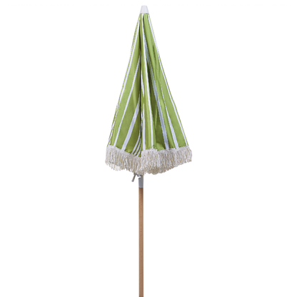 Beech Wood Garden Parasol Green White 150cm Tilting Round