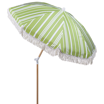 Beech Wood Garden Parasol Green White 150cm Tilting Round