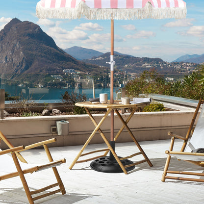 Garden Parasol Pink And White Beech Wood Pole 150cm Round Tilt UV Resistant