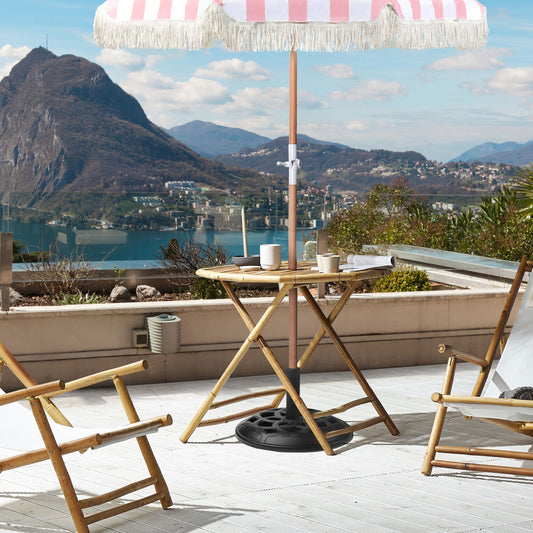 Garden Parasol Pink And White Beech Wood Pole 150cm Round Tilt UV Resistant