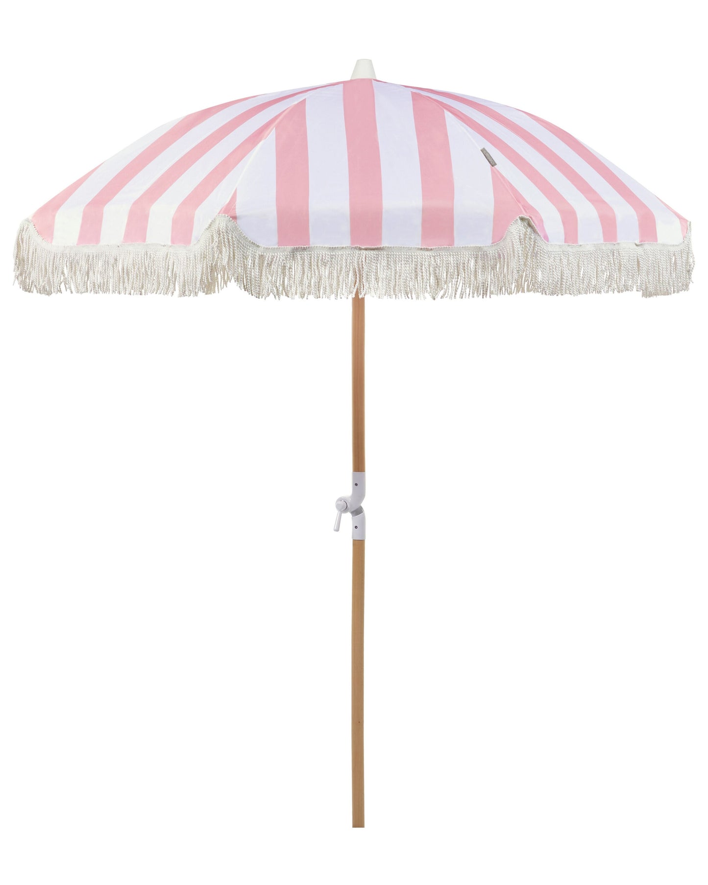 Garden Parasol Pink And White Beech Wood Pole 150cm Round Tilt UV Resistant