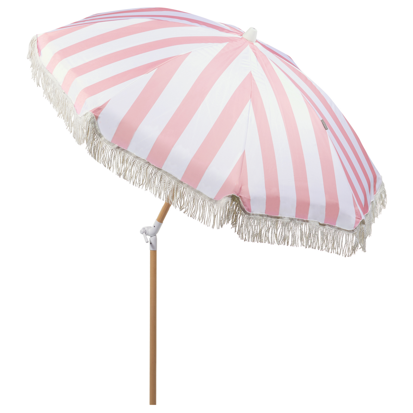 Garden Parasol Pink And White Beech Wood Pole 150cm Round Tilt UV Resistant