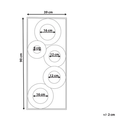 Home Five Mirror Wall Art Gold Metal Frame 39 x 90cm Handmade