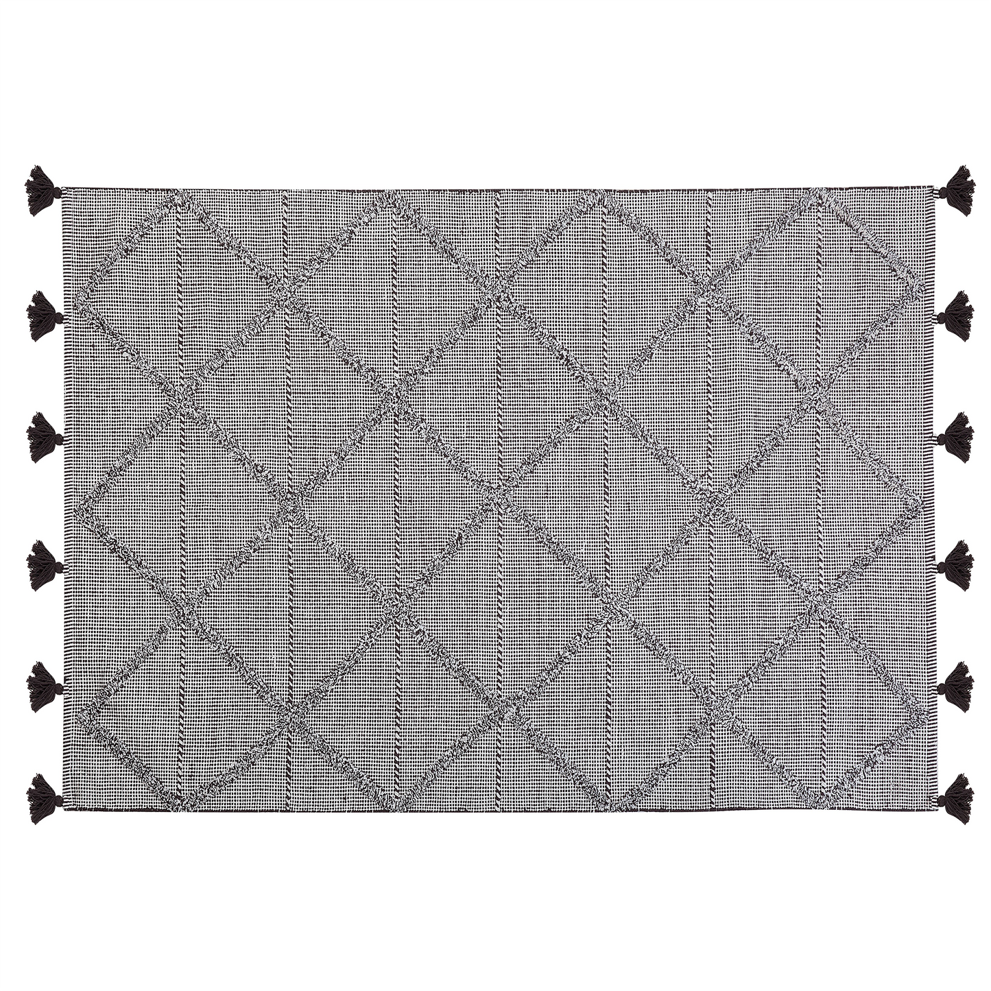 Oriental Rug Brown 140 x 200 Geometric Tassel Shag