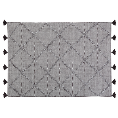 Oriental Rug Brown 140 x 200 Geometric Tassel Shag