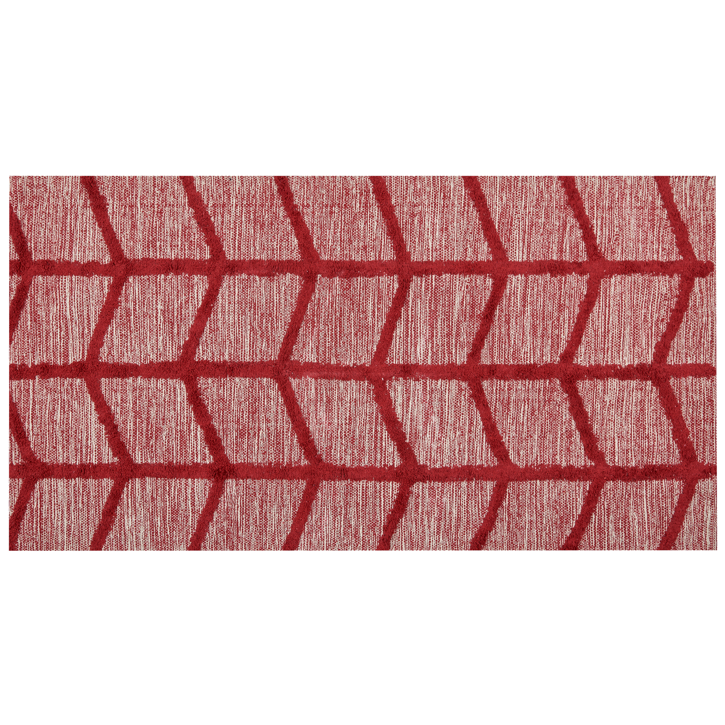 Red Cotton Area Rug 80 x 150cm Hand Tufted Geometric Boho