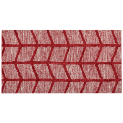 Red Cotton Area Rug 80 x 150cm Hand Tufted Geometric Boho