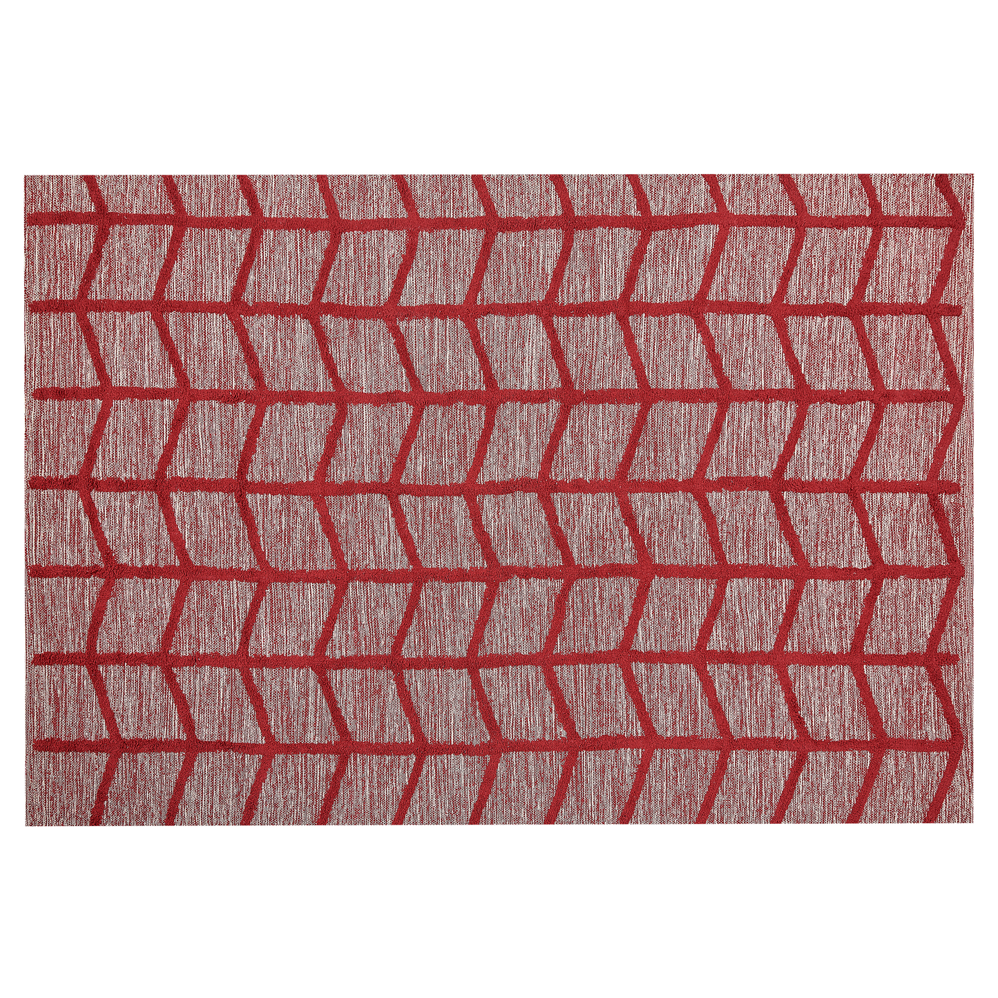 Area Rug Red Cotton 140 x 200 Hand Tufted Geometric