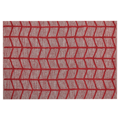 Area Rug Red Cotton 140 x 200 Hand Tufted Geometric