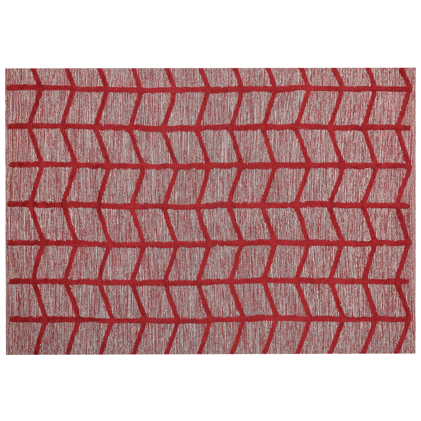 Red Cotton Area Rug 160 x 230 Hand Tufted Geometric Boho