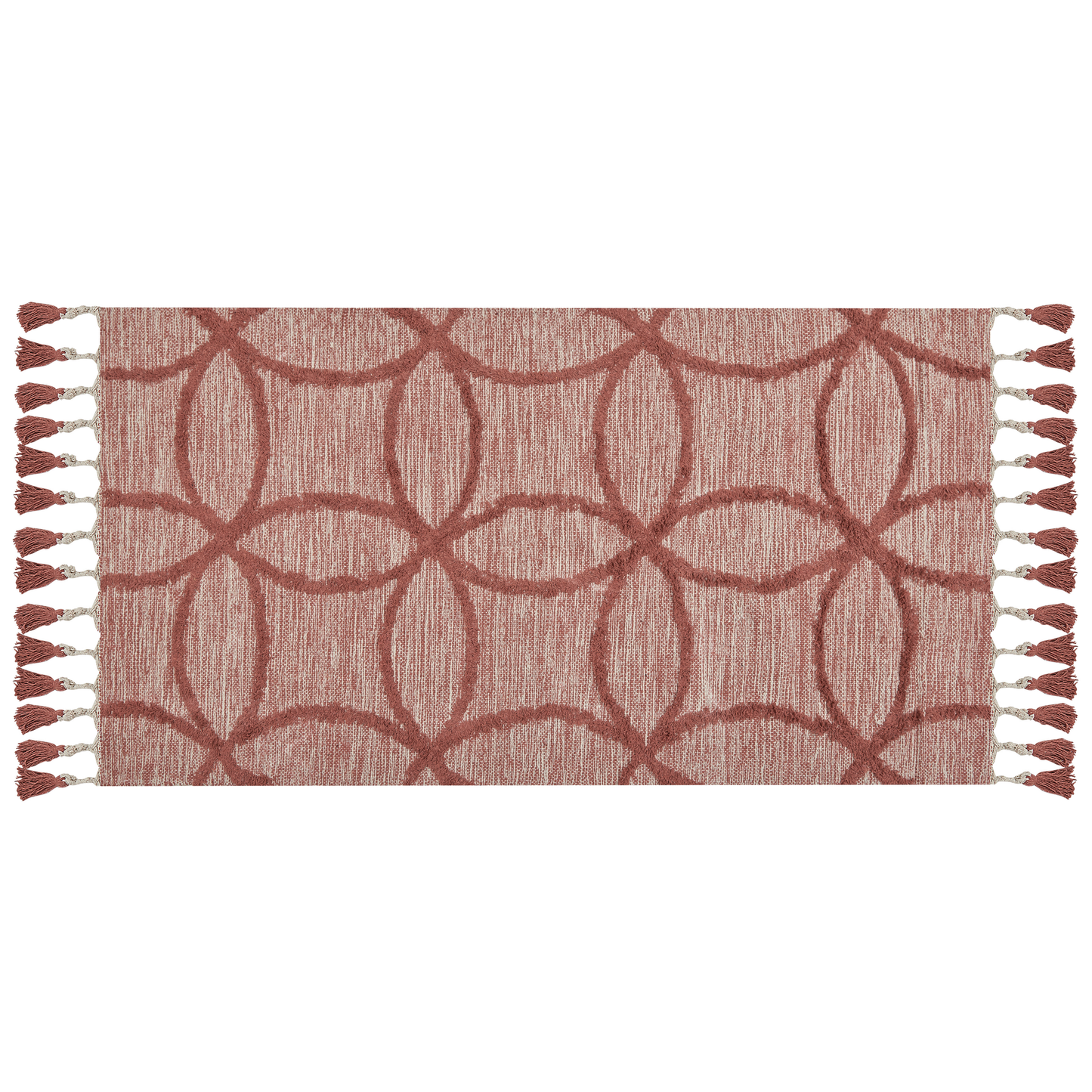 Area Rug Red Cotton 80 x 150cm Hand Tufted Geometric Boho