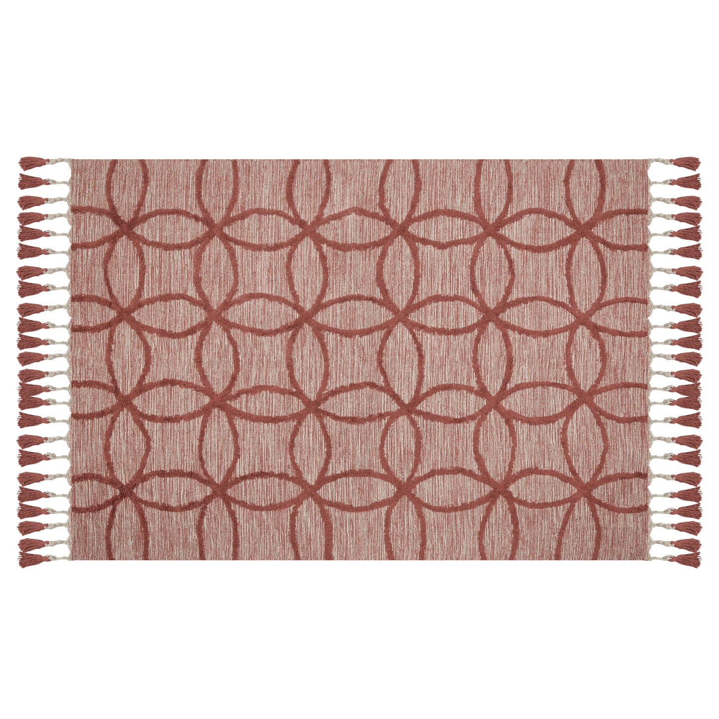 Red Cotton Area Rug 140 x 200cm Hand Tufted Geometric Boho