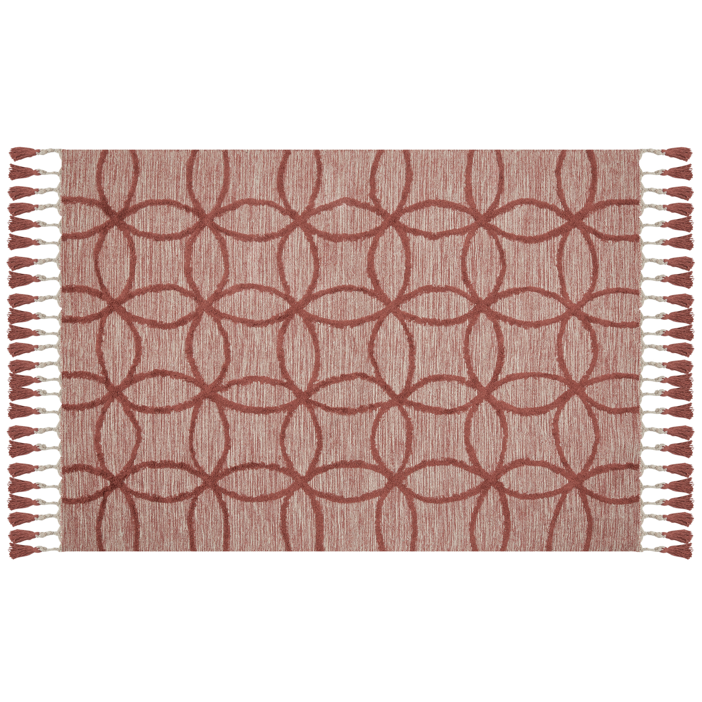 Red Cotton Area Rug 160 x 230cm Hand Tufted Boho Geometric