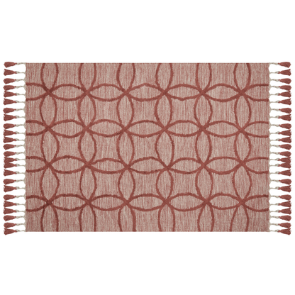 Red Cotton Area Rug 160 x 230cm Hand Tufted Boho Geometric