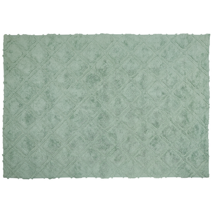 Area Rug Green Cotton 160 x 230cm Geometric Hand Tufted