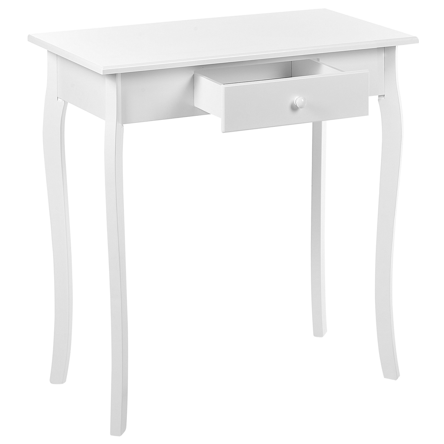 Provence Home Console Table White MDF With Drawer Wooden Legs 75x40