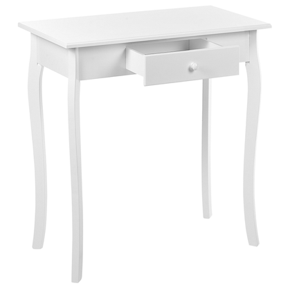 Provence Home Console Table White MDF With Drawer Wooden Legs 75x40